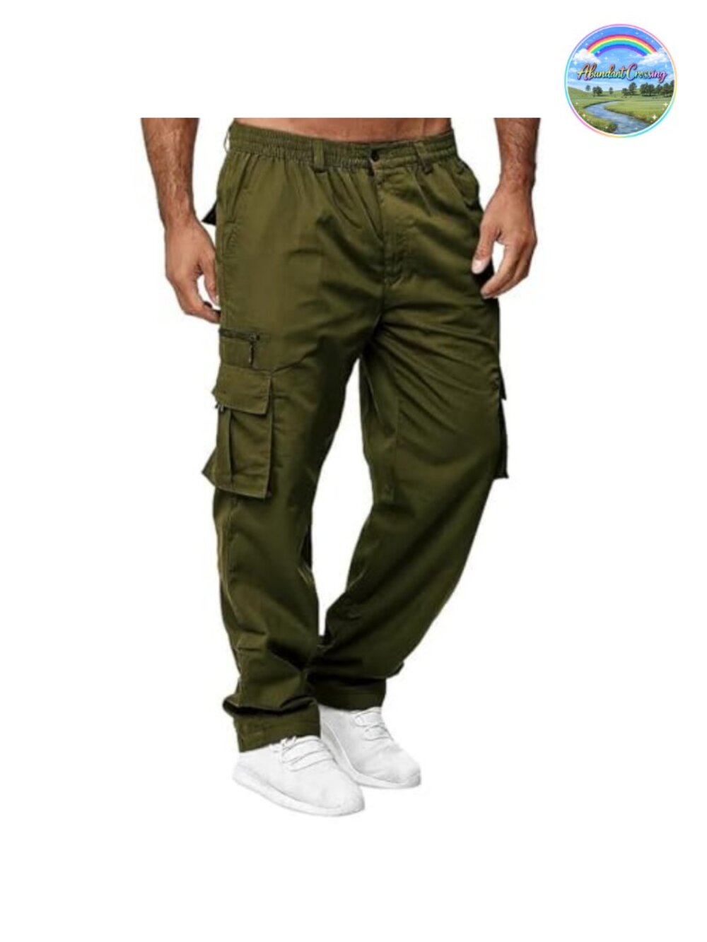 Mens Cargo Pants Cotton Hiking Work Sweatpants Relaxed Fit 6 Pockets